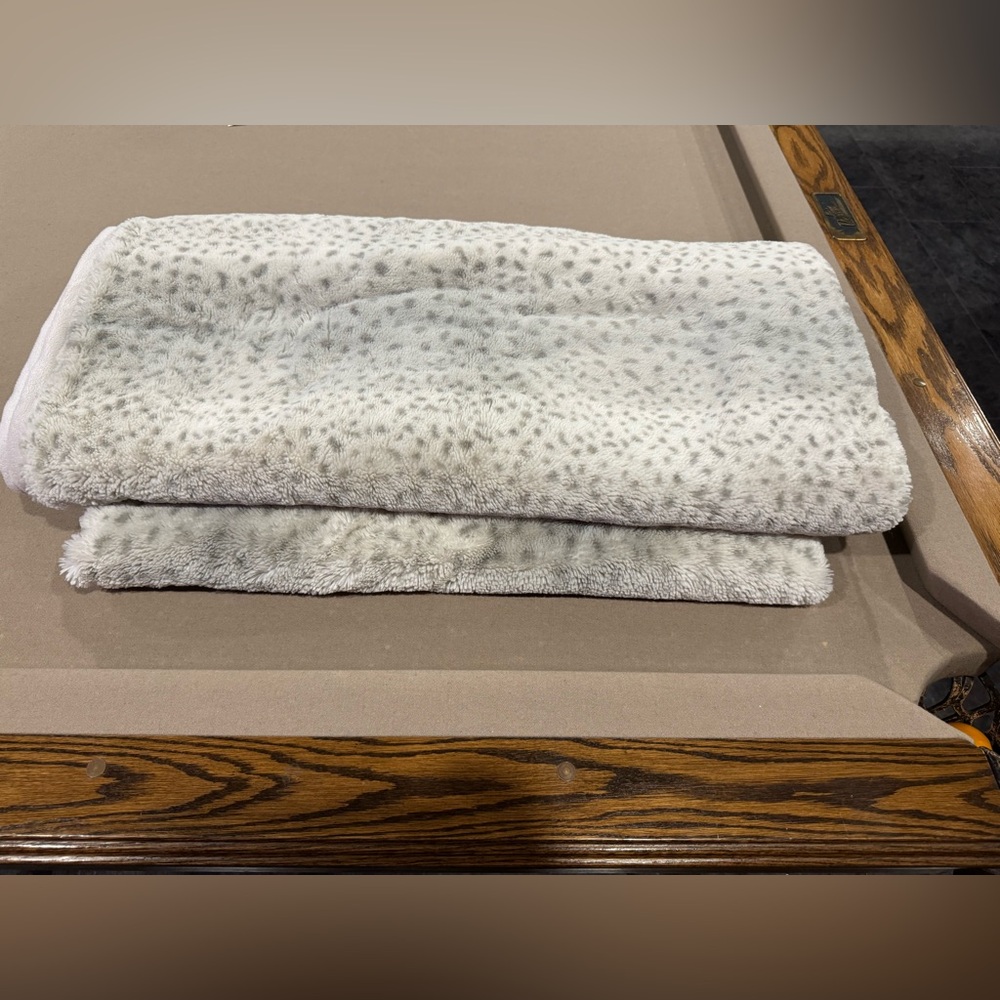 Set of 2 white and grey 60” x 50” matching throws super soft animal print